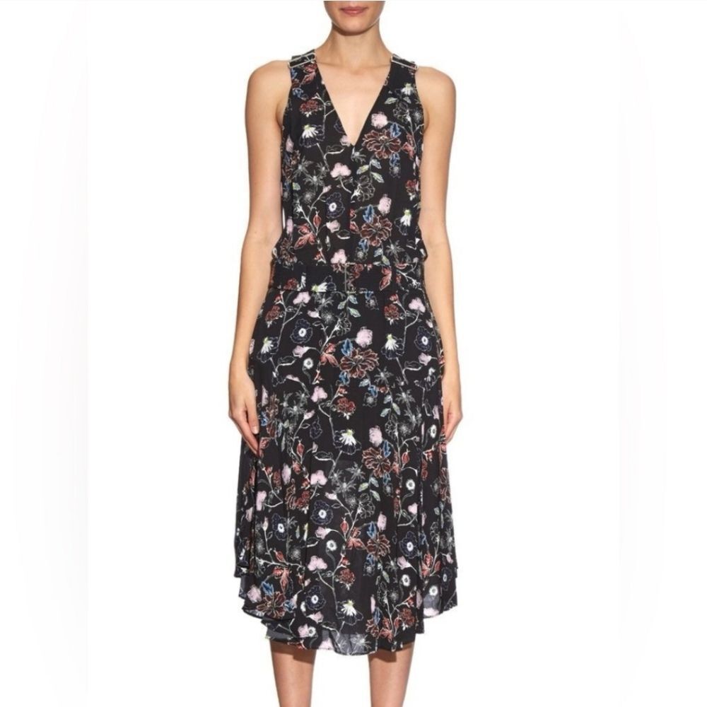 A.L.C. Costello Black Floral Sleeveless Dress Size 4